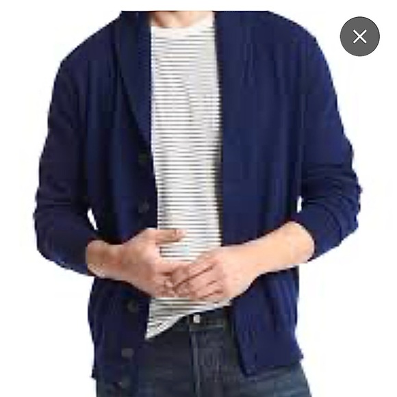 Gap | Navy cotton long shawl cardigan sweater with pockets size medium - Picture 1 of 10